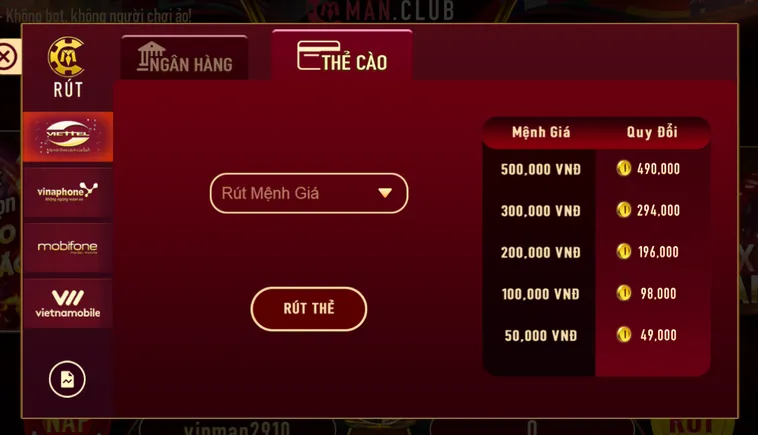 Quy Trình Rút tiền ManClub Siêu Tốc Giúp Bạn Nhận Thưởng Trong 3 Phút